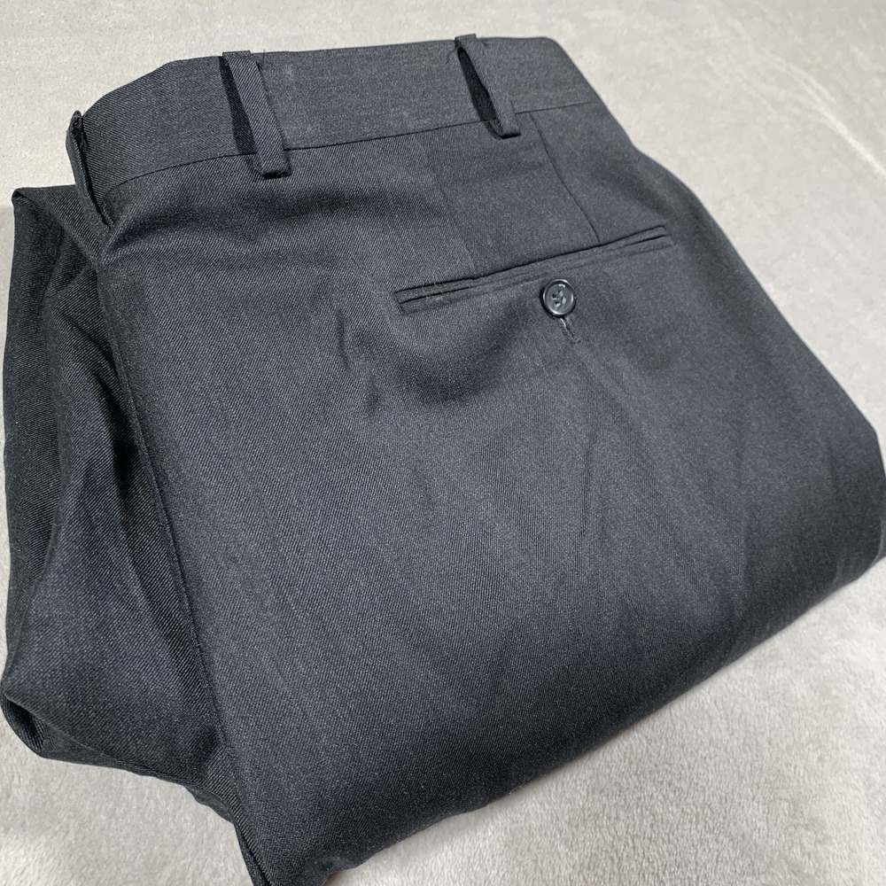 Samuelsohn Dress Pants 38x28* Charcoal  100% Wool Super 110s Flat Front Cuffed